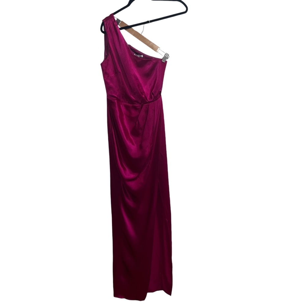 Sau Lee Preston One Shoulder Maxi Gown In Raspberry - Picture 2 of 10